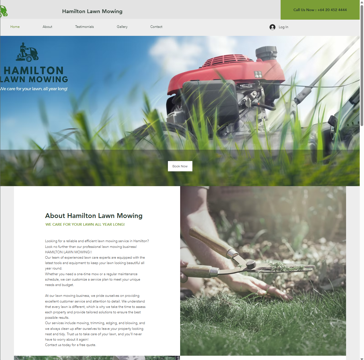 Hamilton Lawn Mowing old homepage screenshot
