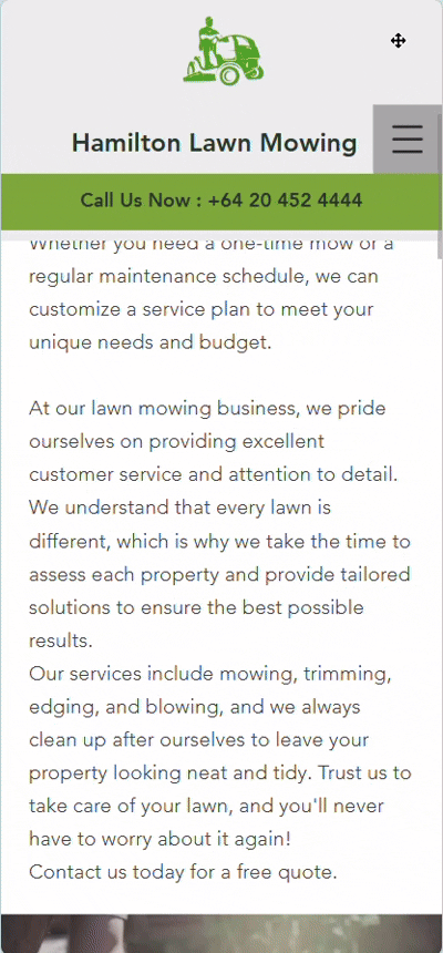 Hamilton Lawn Mowing website before redesign — old layout