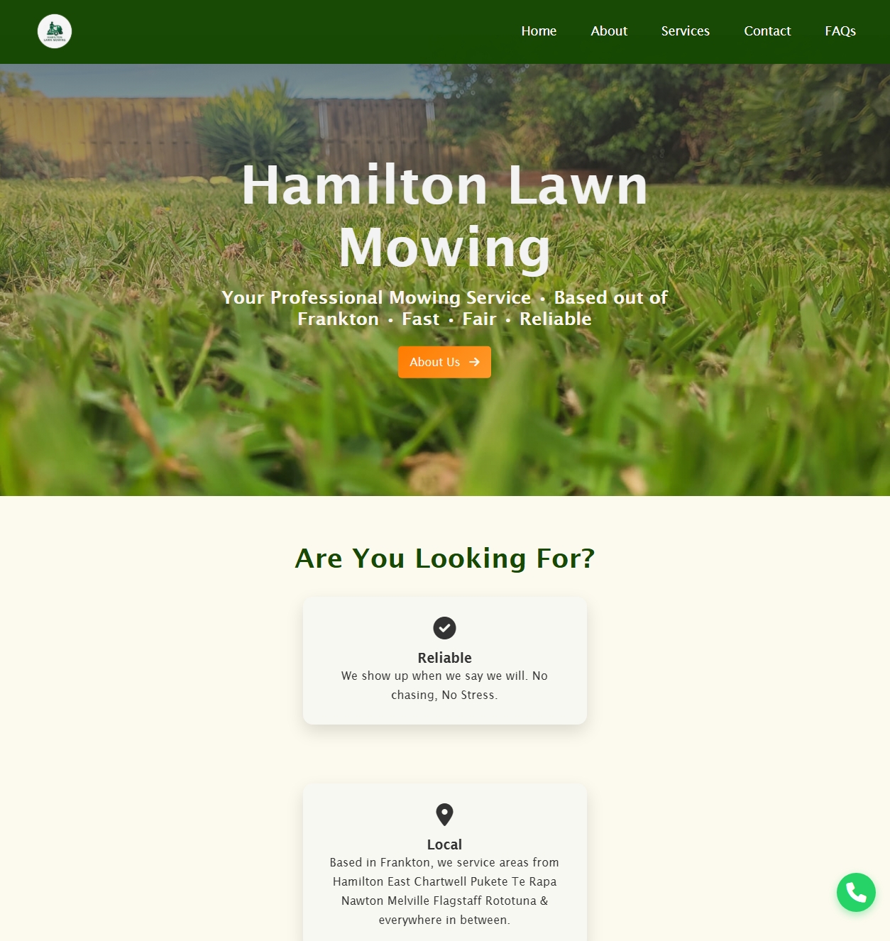 Hamilton Lawn Mowing new homepage with booking system